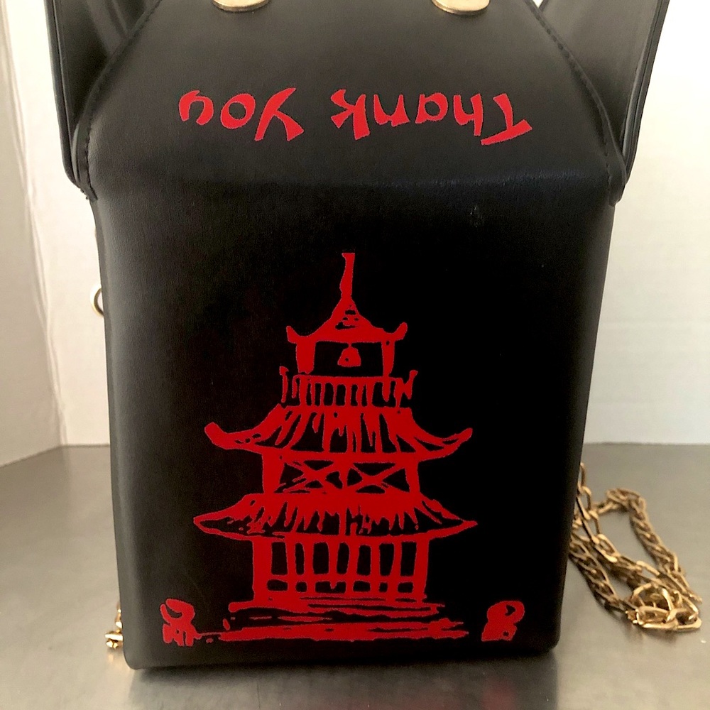 Chinese Takeout Thank You Crossbody Purse Black and Red